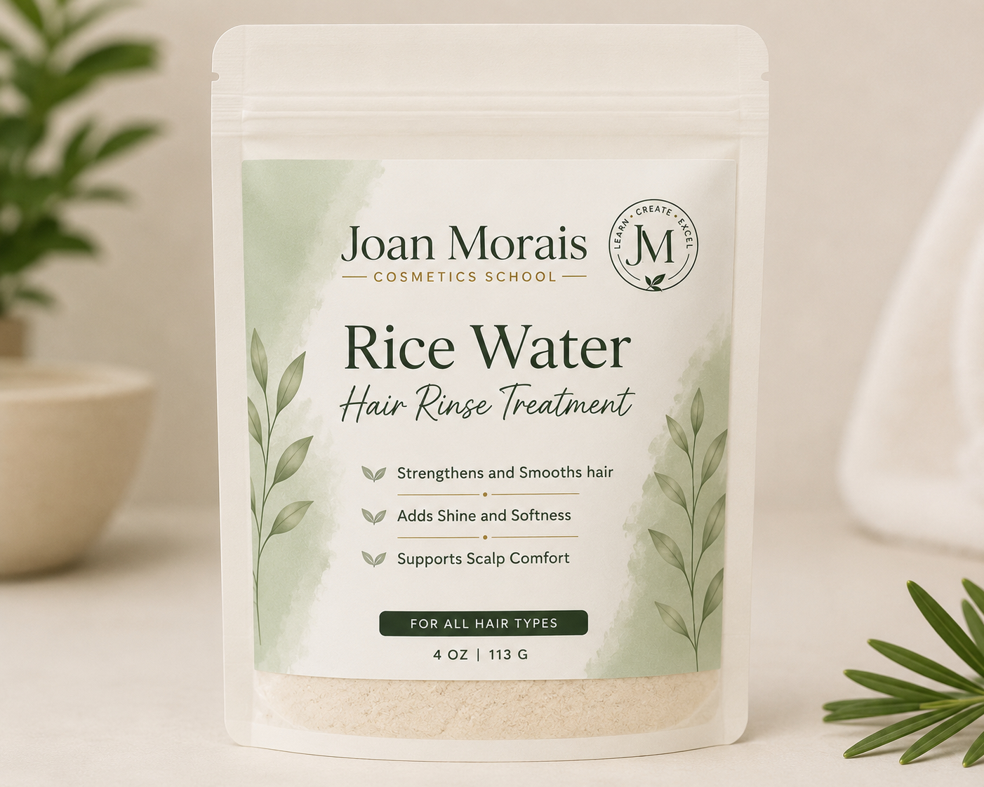 Rice Water Hair Rinse Treatment Joan Morais Cosmetics School